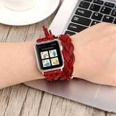 Handgeweven lederen horlogeband voor Apple Watch Series 6 & SE & 5 & 4 40 mm / 3 & 2 & 1 38 mm (rood)