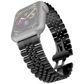 Metalen Five Baht vervangende stalen band horlogeband voor Apple Watch Series 6 & SE & 5 & 4 44 mm / 3 & 2 & 1 42 mm (zwart)