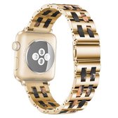 Voor Apple Watch 5 & 4 44 mm / 3 & 2 & 1 42 mm roestvrij staal + kunststof horlogebandje (zwart roze)