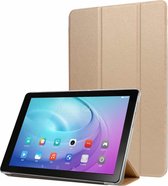 Voor Huawei Enjoy Tablet 2 10.1 inch Zijden Textuur Horizontale Flip Leren Case met Drie-vouwbare Houder (Goud)
