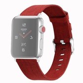 Voor Apple Watch Series 5 en 4 44 mm / 3 en 2 en 1 42 mm D-stijl canvas polsband (rood)
