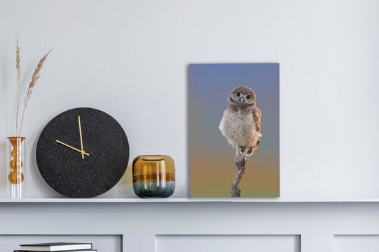 Peintures sur toile - Hibou sur branche - 20x30 cm - Art Décoration murale