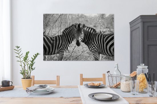 Deux zèbres toile 2cm 140x90 cm - impression photo sur toile peinture Décoration murale salon / chambre à coucher) / Animaux sauvages Peintures Toile