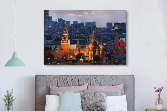 Moscou le soir toile 2cm 180x120 cm - Tirage photo sur toile (Décoration murale salon / chambre) XXL / Groot format!