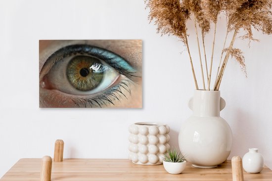 Gros plan d'un oeil marron clair 30x20 cm - petit - Tirage photo sur toile (Décoration murale salon / chambre)