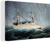Canvas schilderij 180x120 cm - Wanddecoratie Het schip in de storm - schilderij van Henri Rousseau - Muurdecoratie woonkamer - Slaapkamer decoratie - Kamer accessoires - Schilderijen