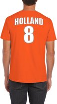 Oranje supporter t-shirt - rugnummer 8 - Holland / Nederland fan shirt / kleding voor heren S