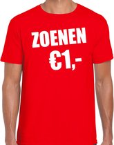 Fun t-shirt - zoenen 1 euro - rood - heren - Feest outfit / kleding / shirt 2XL