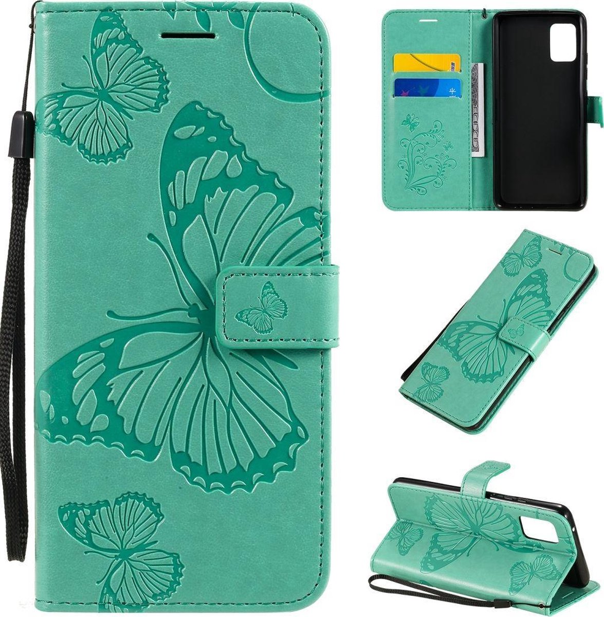 Mobigear Telefoonhoesje geschikt voor Samsung Galaxy A51 5G Hoesje | Mobigear Butterfly Bookcase Portemonnee | Pasjeshouder voor 2 Pasjes | Telefoonhoesje voor Pinpas / OV Kaart / Rijbewijs - Turquoise