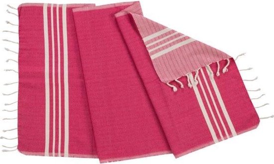 Kleine Hamamdoek Krem Sultan Fuchsia - 100x50cm - dunne katoenen handdoek - sneldrogende saunahanddoek (niet geschikt als lendendoek)