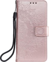 Shop4 - Xiaomi Mi 10T Hoesje - Wallet Case Mandala Patroon Rosé Goud