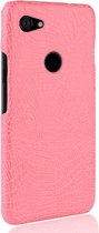 Google Pixel 3a Hoesje - Mobigear - Croco Serie - Hard Kunststof Backcover - Roze - Hoesje Geschikt Voor Google Pixel 3a