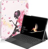 Microsoft Surface Go Hoes - Mobigear - Design Serie - Kunstlederen Bookcase - Butterfly Fairy - Hoes Geschikt Voor Microsoft Surface Go