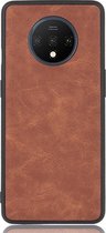 Mobigear Lederlook Hardcase Hoesje - Geschikt voor OnePlus 7T - Bruin