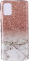 Samsung Galaxy A71 Hoesje - Mobigear - Marble Serie - TPU Backcover - Wit / Roségoud - Hoesje Geschikt Voor Samsung Galaxy A71