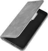 OnePlus 8 Hoesje - Mobigear - Retro Slim Serie - Kunstlederen Bookcase - Grijs - Hoesje Geschikt Voor OnePlus 8