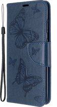 Samsung Galaxy S20 Hoesje - Mobigear - Butterfly Serie - Kunstlederen Bookcase - Blauw - Hoesje Geschikt Voor Samsung Galaxy S20
