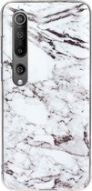 Mobigear Hoesje geschikt voor Xiaomi Mi 10 Telefoonhoesje Flexibel TPU | Mobigear Marble Backcover | Mi 10 Case | Back Cover - Wit