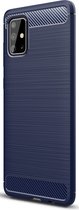 Samsung Galaxy A71 Hoesje - Mobigear - Brushed Slim Serie - TPU Backcover - Marineblauw - Hoesje Geschikt Voor Samsung Galaxy A71