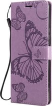 Sony Xperia 1 II Hoesje - Mobigear - Butterfly Serie - Kunstlederen Bookcase - Paars - Hoesje Geschikt Voor Sony Xperia 1 II