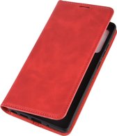 Samsung Galaxy Note20 Hoesje - Mobigear - Retro Slim Serie - Kunstlederen Bookcase - Rood - Hoesje Geschikt Voor Samsung Galaxy Note20