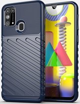 Samsung Galaxy M31 Hoesje - Mobigear - Groove Serie - TPU Backcover - Blauw - Hoesje Geschikt Voor Samsung Galaxy M31