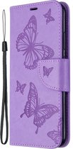 Huawei P40 Lite E Hoesje - Mobigear - Butterfly Serie - Kunstlederen Bookcase - Paars - Hoesje Geschikt Voor Huawei P40 Lite E