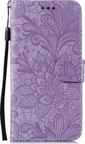 Huawei P40 Hoesje - Mobigear - Flowers Serie - Kunstlederen Bookcase - Paars - Hoesje Geschikt Voor Huawei P40