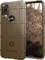 Motorola One Vision Hoesje - Mobigear - Rugged Shield Serie - TPU Backcover - Bruin - Hoesje Geschikt Voor Motorola One Vision