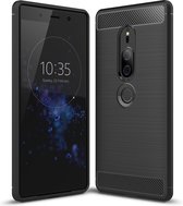 Sony Xperia XZ2 Premium Hoesje - Mobigear - Brushed Serie - TPU Backcover - Zwart - Hoesje Geschikt Voor Sony Xperia XZ2 Premium