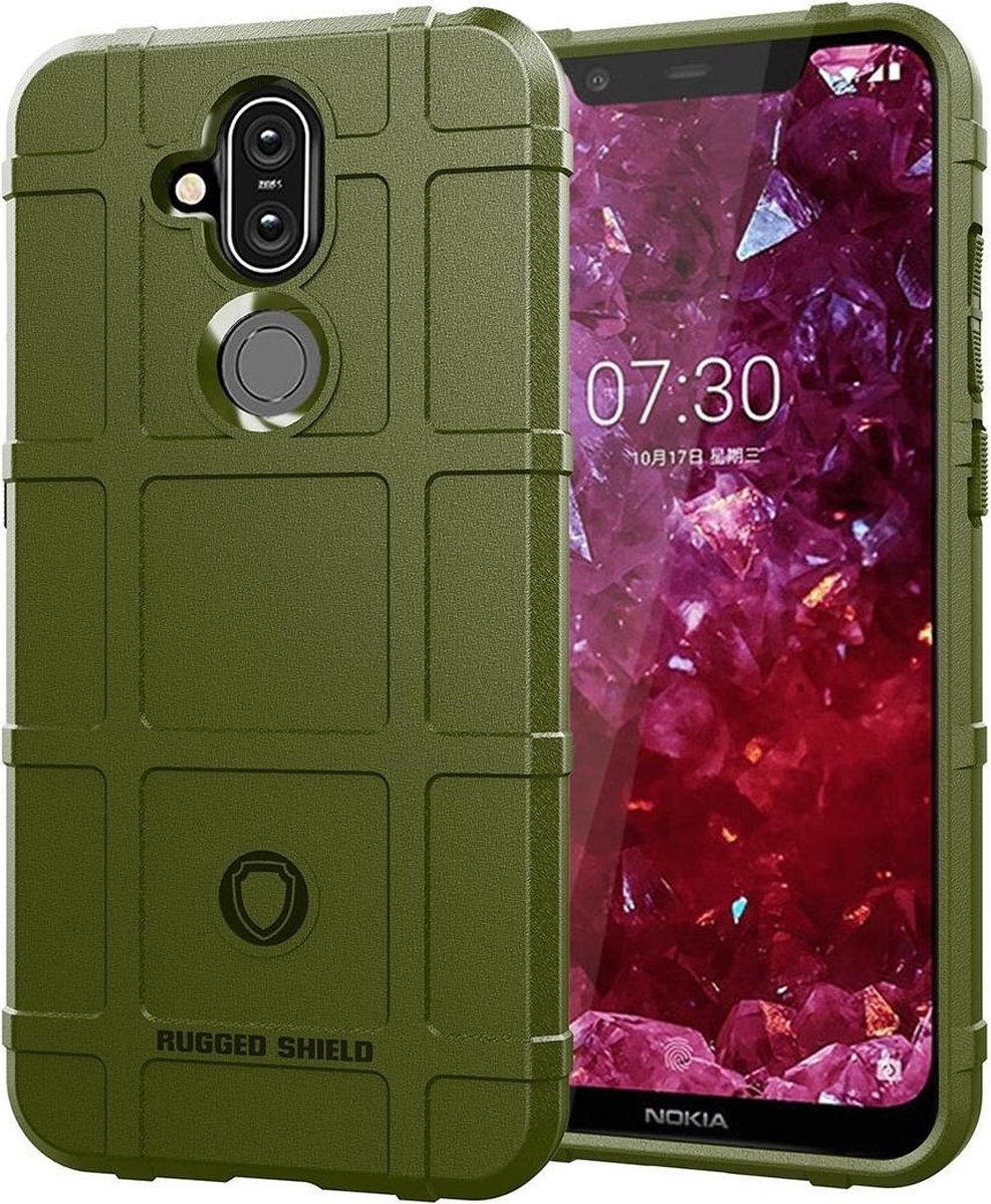 Mobigear Hoesje geschikt voor Nokia 8.1 Telefoonhoesje Flexibel TPU | Mobigear Rugged Shield Backcover Shockproof | Schokbestendig 8.1 Telefoonhoesje | Anti Shock Proof - Groen