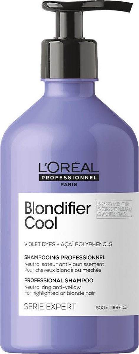 L'Oréal Professionnel Serie Expert Blondifier Cool Shampoo 500 ml - Zilvershampoo vrouwen - Voor