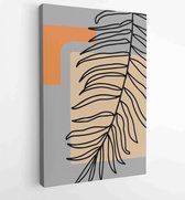 Palm leaves wall art vector set. Earth tone boho foliage line art drawing with abstract shape. 3 - Moderne schilderijen – Vertical – 1870962292 - 80*60 Vertical