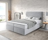 Bed Dream-Well Granietgrijs 140x200 cm Microvezel stof met matras en topper boxspring-bed