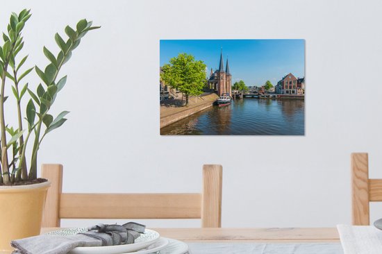 Canvas schilderij 30x20 cm - Wanddecoratie Sneek aan het water in Nederland - Muurdecoratie woonkamer - Slaapkamer decoratie - Kamer accessoires - Schilderijen op canvas