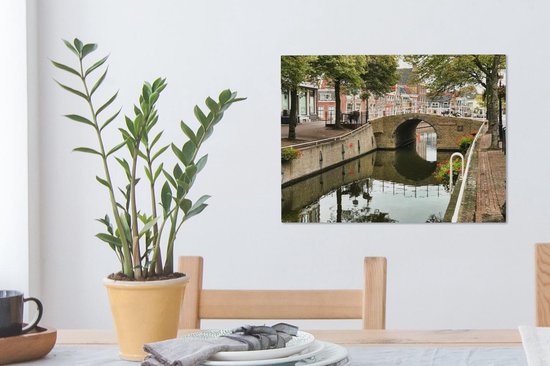 Pont sur un canal à Harlingen en Frise 40x30 cm - petit - Tirage photo sur toile (Décoration murale salon / chambre)