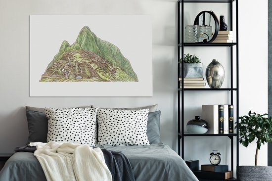 Illustration de la vue du Machu Picchu en Colombie 120x80 cm - Tirage photo sur toile (Décoration murale salon / chambre)