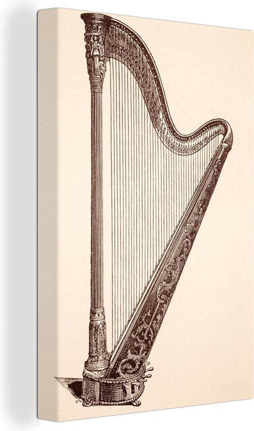 Illustration d'une harpe de 1900 80x120 cm - Tirage photo sur toile  (Décoration murale... | bol.com
