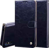 Voor Geschikt voor Xiaomi Redmi 9A zakelijke stijl olie wax textuur horizontale flip lederen tas, met houder & kaartsleuven & portemonnee (zwart)