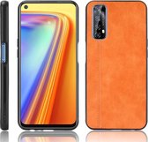 Voor OPPO Realme 7 / Narzo 20 Pro Schokbestendig Naaipatroon Huid PC + PU + TPU-hoes (oranje)