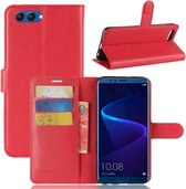 Voor Huawei Honor View 10 Litchi Texture Horizontale Flip Leren Case met Houder & Kaartsleuven & Portemonnee (Rood)