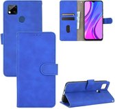 Voor Geschikt voor Xiaomi Redmi 9C Effen Kleur Huidgevoel Magnetische Gesp Horizontale Flip Kalfsstructuur PU Lederen Case met Houder & Kaartsleuven & Portemonnee (Blauw)