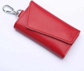 Multifunctionele Litchi textuur lederen sleutelhanger tas autosleutel tas (rood)