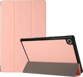 Voor Lenovo Tab M10 HD (X306) 3-vouwen Huidtextuur Horizontaal Flip TPU + PU lederen tas met houder (roze)