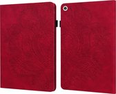 Voor Lenovo Tab M10 HD TB-605L X605F Pauw reliëfpatroon TPU + PU horizontaal flip lederen tas met houder & kaartsleuven & portemonnee & slaap- / wekfunctie (rood)