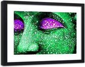 Foto in frame , Ogen van Boeddha , 120x80cm , Groen paars , Premium print