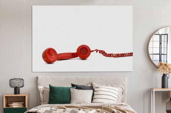 Tableau sur toile Le combiné d'un téléphone rétro rouge - 150x100 cm - Décoration murale