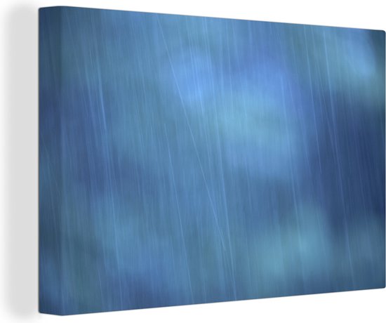 Canvas schilderij 150x100 cm - Wanddecoratie Regen voor een blauwe lucht in de nacht - Muurdecoratie woonkamer - Slaapkamer decoratie - Kamer accessoires - Schilderijen
