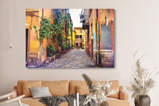 Ancienne ruelle de Rome 180x120 cm - Tirage photo sur toile (Décoration murale salon / chambre) XXL / Groot format!