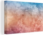 Canvas Schilderij Waterverf - Oranje - Blauw - Rood - 30x20 cm - Wanddecoratie
